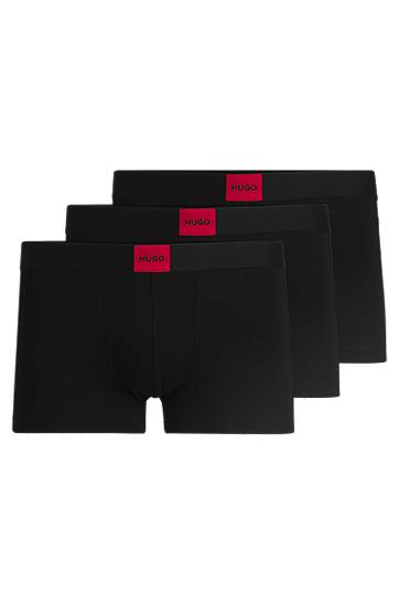 Boksere BOSS HUGO Trunks Three-Pack with Logo Waistbands Sort | 50532797