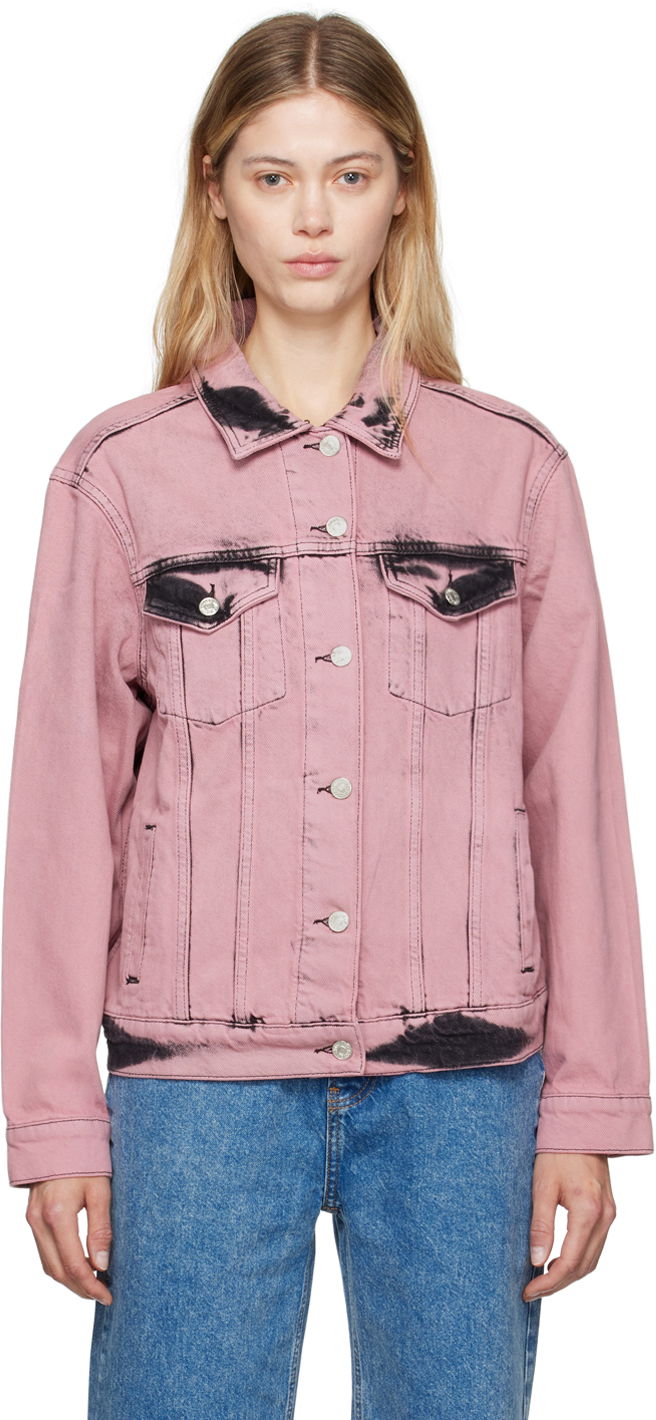 Jakke Moschino Faded Denim Jacket Lyserød | 242K1A0502