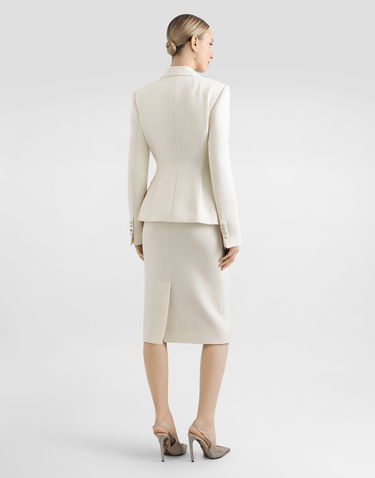 Nederdel Dolce & Gabbana Dolce & Gabbana Double Crepe Pencil Skirt Hvid | F4C14TFU207W3789, 2