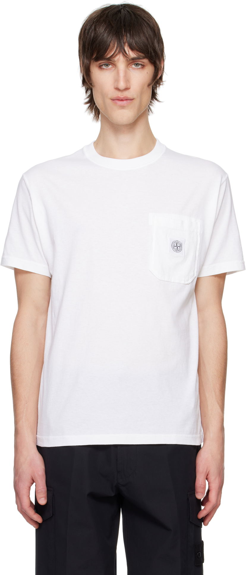 T-shirt Stone Island Stone Island Organic Cotton Jersey Fissato T-Shirt Hvid | K1S15 2100219 S0057