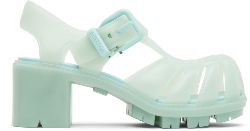 Skopleje Bottega Veneta Bottega Veneta Gertie Fisherman Heeled Sandals Grøn | 827620 V2AS0