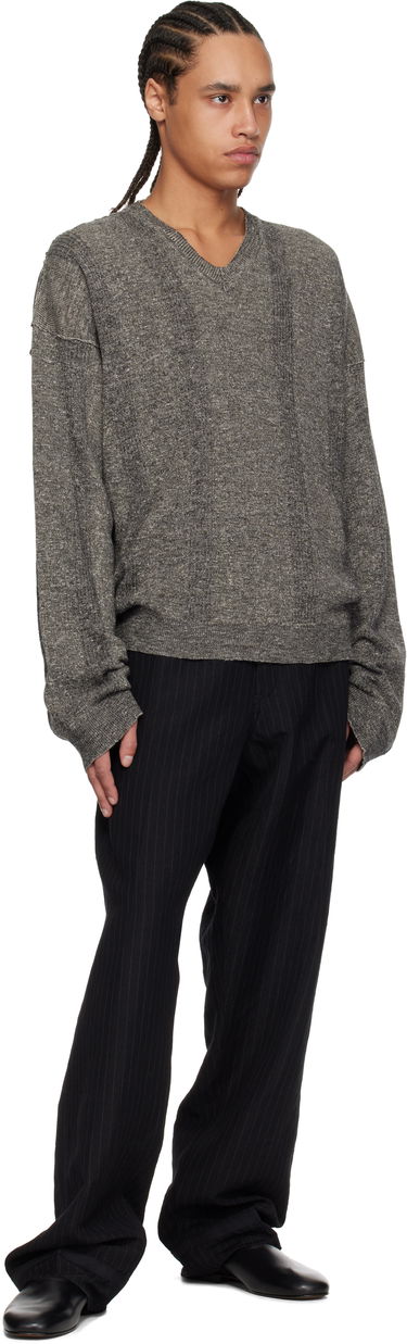 Bukser Maison Margiela Maison Margiela Pinstripe Linen & Wool Wide-Leg Trousers Sort | S50KA0678 M35447, 3