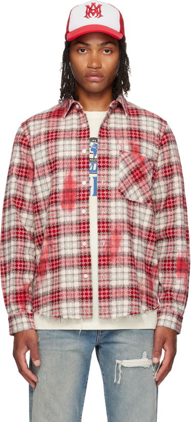 Skjorte AMIRI MA Quad Bleach Distressed Plaid Flannel Shirt Flerfarvet | AMSTFL1014, 0