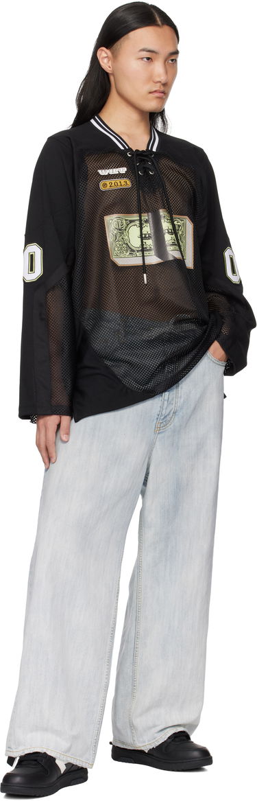 Jersey Off-White Banknote Mesh Hockey Long Sleeve T-Shirt Sort | OMAD004S25JER0031014, 3