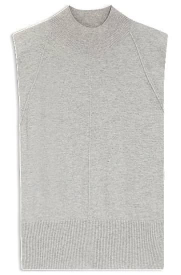 Sweater BOSS Sleeveless Cashmere Knitted Top with Shoulder Patches Grå | 50548506, 0