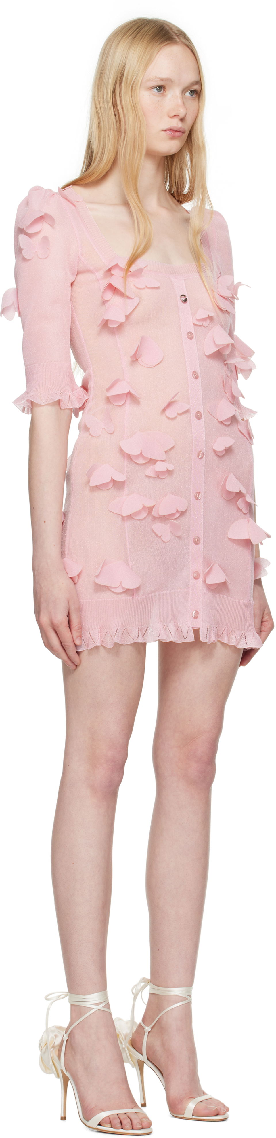 Kjole Coperni Coperni Knitted Butterfly Mini Dress Lyserød | COPML143Y3015, 1