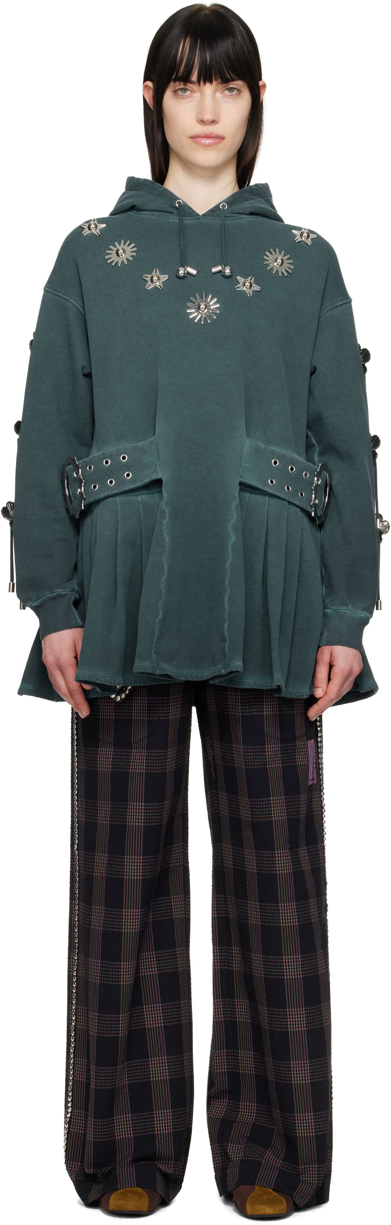 Sweatshirt Chopova Lowena Chopova Lowena Dallas Embellished Hoodie Minidress Grøn | 1297, 0