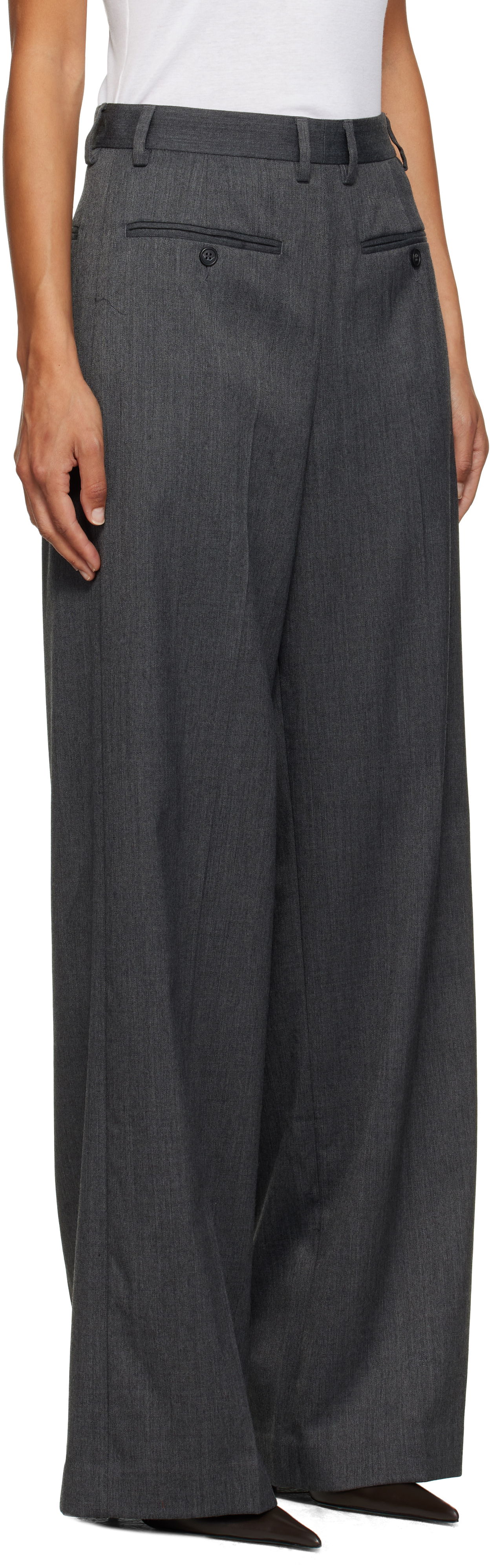 Bukser Maison Margiela MM6 Maison Margiela Tailored Wide-Leg Trousers Grå | S52KA0538 S47848, 1