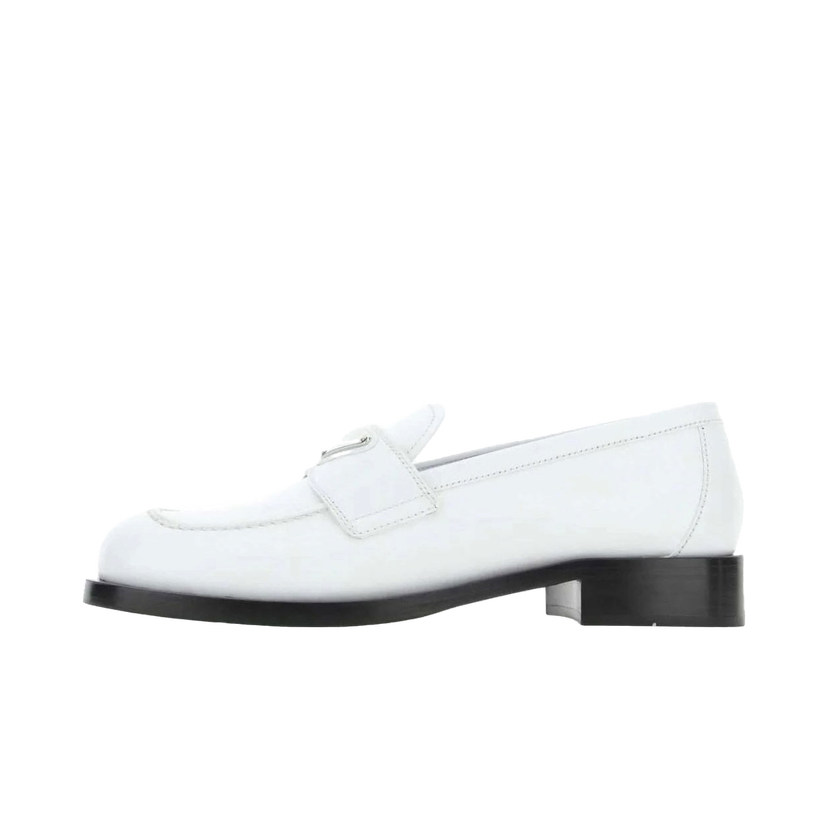 Sneakers og sko Prada Logo Plaque Brushed Loafers "White Leather" Hvid | 1D238MF020055-F0009
