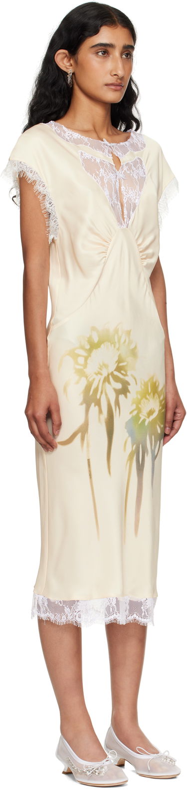 Kjole Collina Strada Collina Strada Waterlily Midi Dress Beige | XX4045, 1