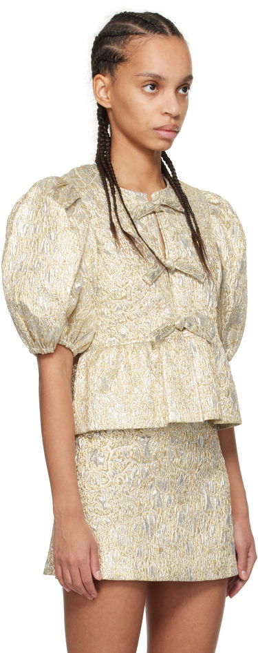 Nederdel GANNI GANNI Peplum Tie String Blouse Metalisk | W0329, 1