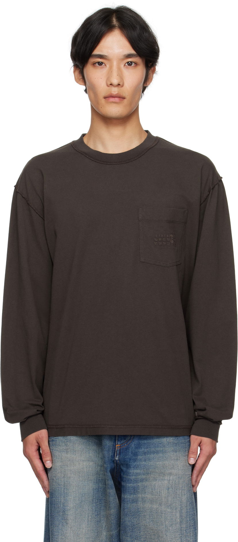 T-shirt Maison Margiela MM6 Maison Margiela Long Sleeve T-Shirt Brun | SH0NH0016 M20050
