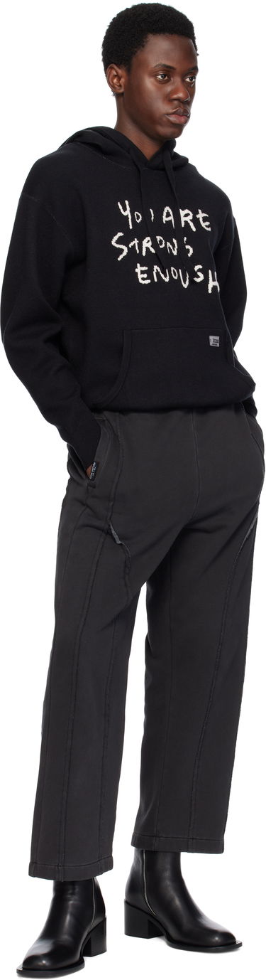 Sweatshirt izzue Slogan Knit Hoodie Sort | IZXKNN4127W4NBKX, 3