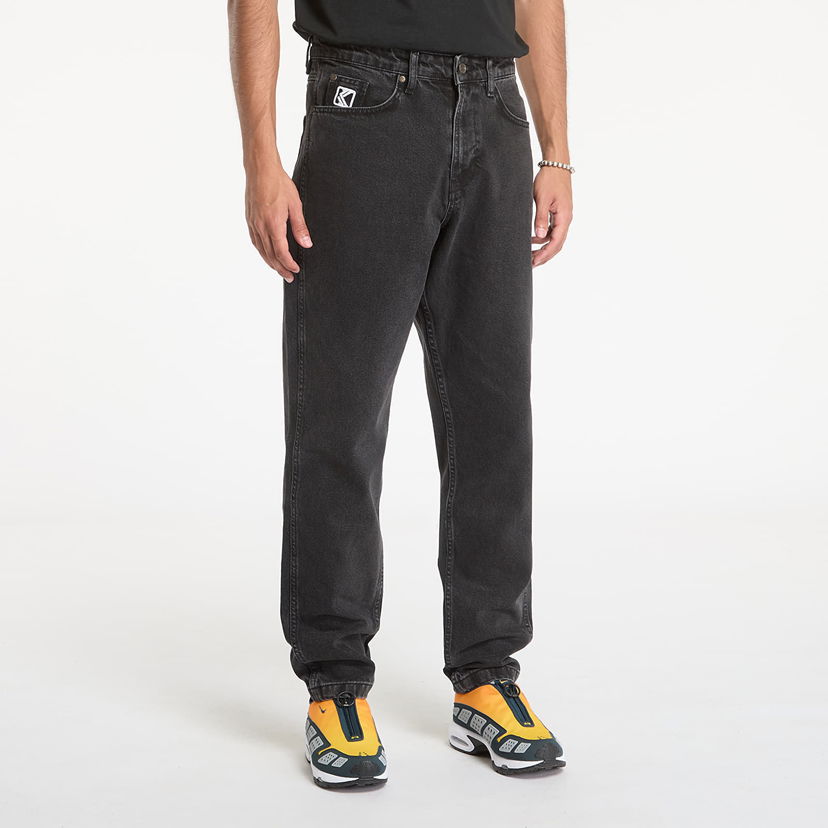 Bukser Karl Kani Pants Small Signature Tapered Five Pocket Denim Vintage Black Sort | KMI-PL031-001-03