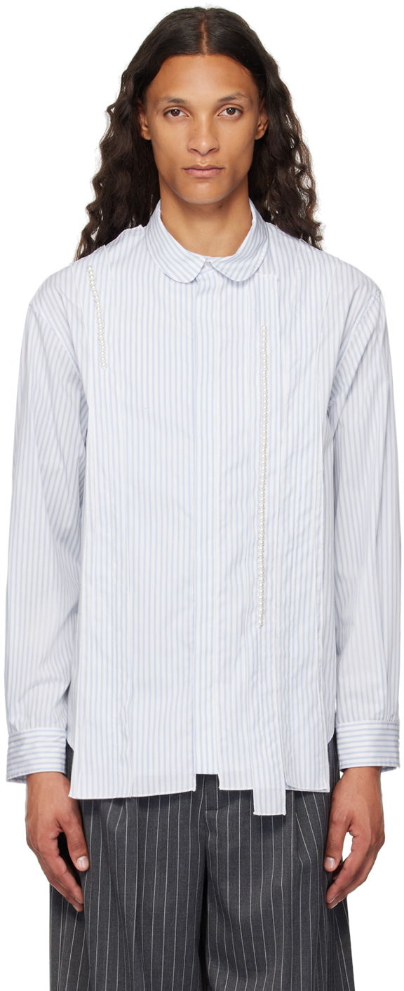 Skjorte Simone Rocha Simone Rocha Beaded Inverted Seam Shirt Blå | 5275B 1026, 0