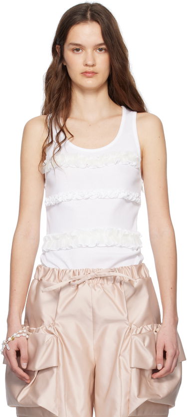 Tanktop Simone Rocha Simone Rocha Ruffle Frill Tank Top Hvid | 5345 0553, 0