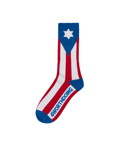 Sokker 4 WORTH DOING Flag Socks Flerfarvet | 4WDFLAGSOCKS REBLUWHI, 3