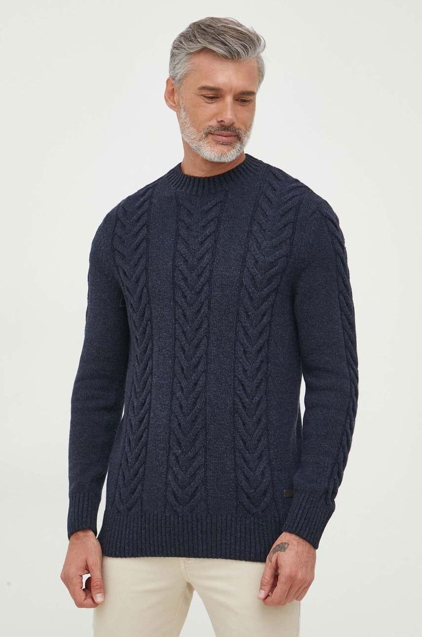 Sweater Barbour Barbour Cable Knit Sweater Mørkeblå | MKN1325