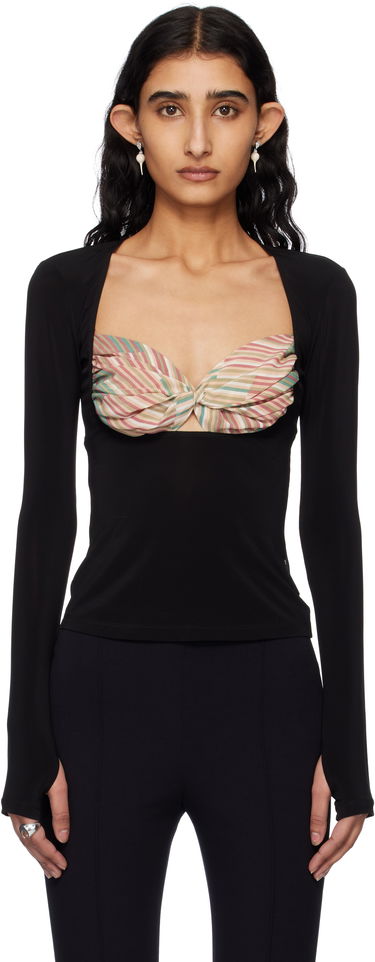 Crop top Marine Serre Marine Serre Silk Scarves Draped Top Sort | WTO427A UWOV0028, 0