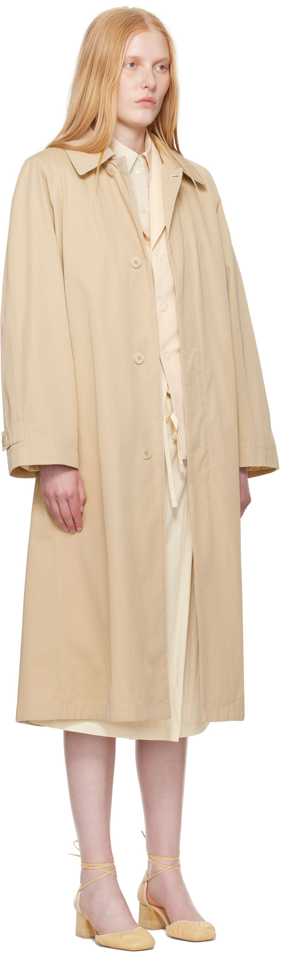 Frakker LEMAIRE LEMAIRE Cotton Twill Overcoat Beige | CO1104 LF1352, 1