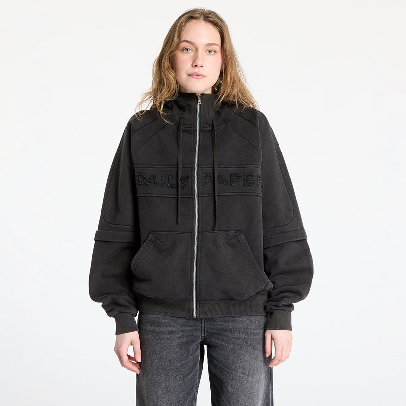 Sweatshirt DAILY PAPER Daily Paper Garment Wash Zip Up Hoodie Sort | 2511009