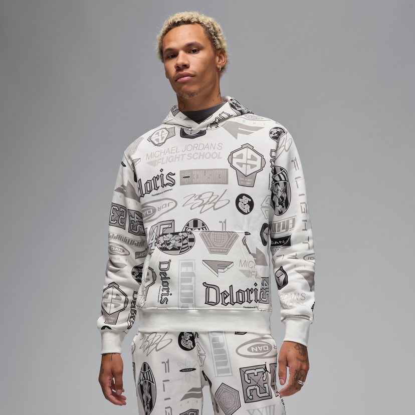 Sweatshirt Jordan Jordan Essentials All-Over Print Fleece Hoodie Hvid | HM7254-133
