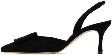 Tilbehør Manolo Blahnik Manolo Blahnik Maysli Slingback Suede Pumps Sort | 219-0182, 2