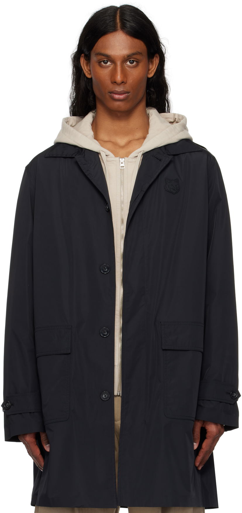 Frakker MAISON KITSUNÉ Maison Kitsuné Light Mac Coat Sort | OM02212WQ4044