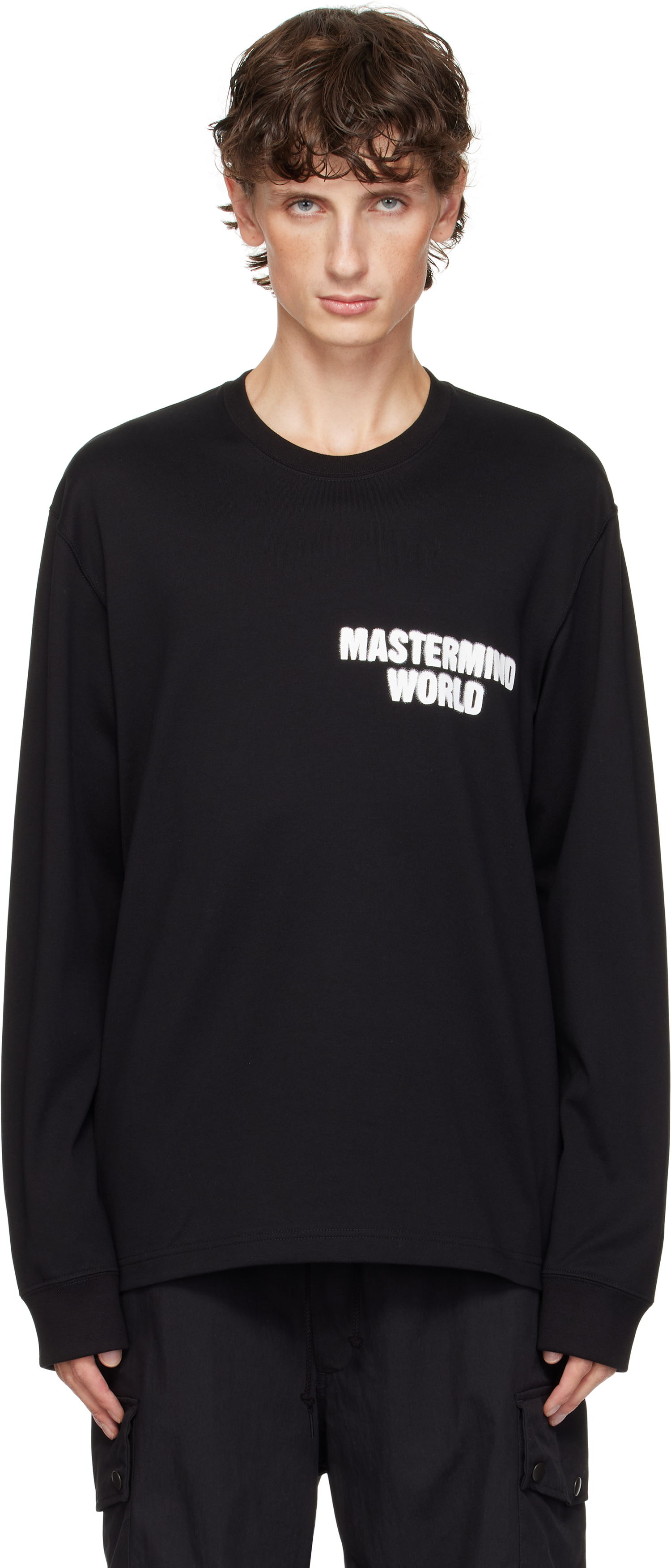 T-shirt Mastermind WORLD Long Sleeve Spray Paint T-shirt Sort | MW24S13-TS050-010, 0
