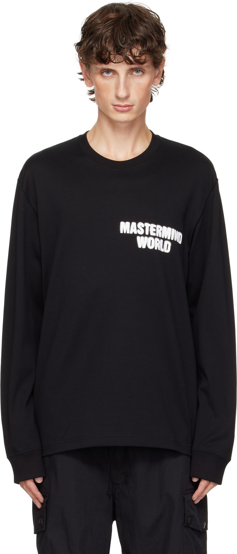 T-shirt Mastermind WORLD Long Sleeve Spray Paint T-shirt Sort | MW24S13-TS050-010