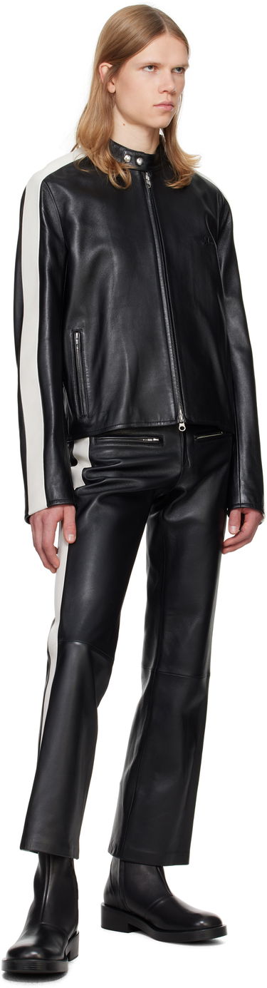 Bukser Courrèges Courrèges Contrast Band Biker Leather Pants Sort | 324LPA245CV0005, 3