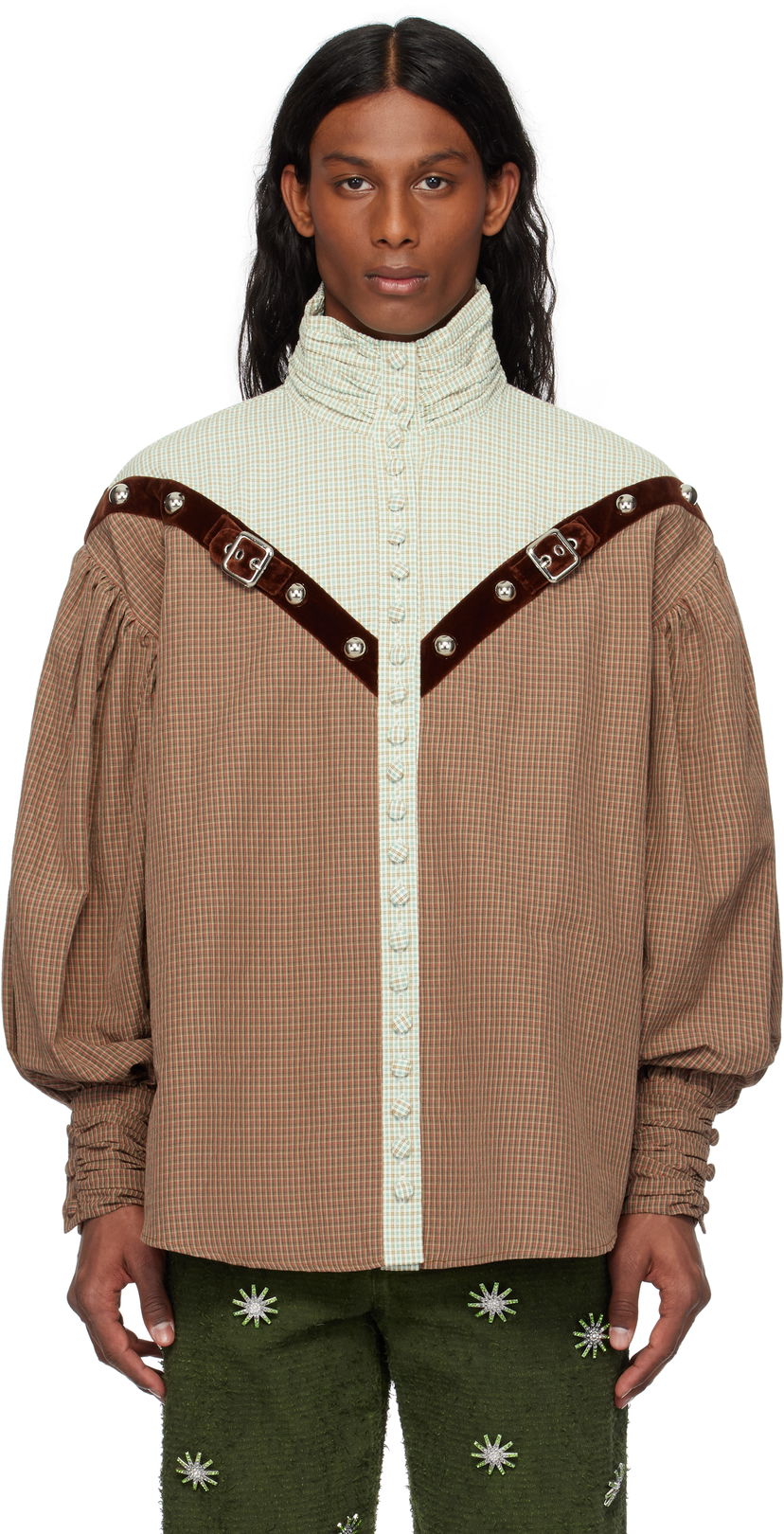 Skjorte Chopova Lowena Chopova Lowena Atwixt Gingham Buckle Shirt Brun | 2283