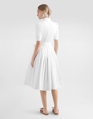 Kjole Dolce & Gabbana Dolce & Gabbana Cotton Calf-Length Shirt Dress Hvid | F6AGMTFU61AW0800, 2