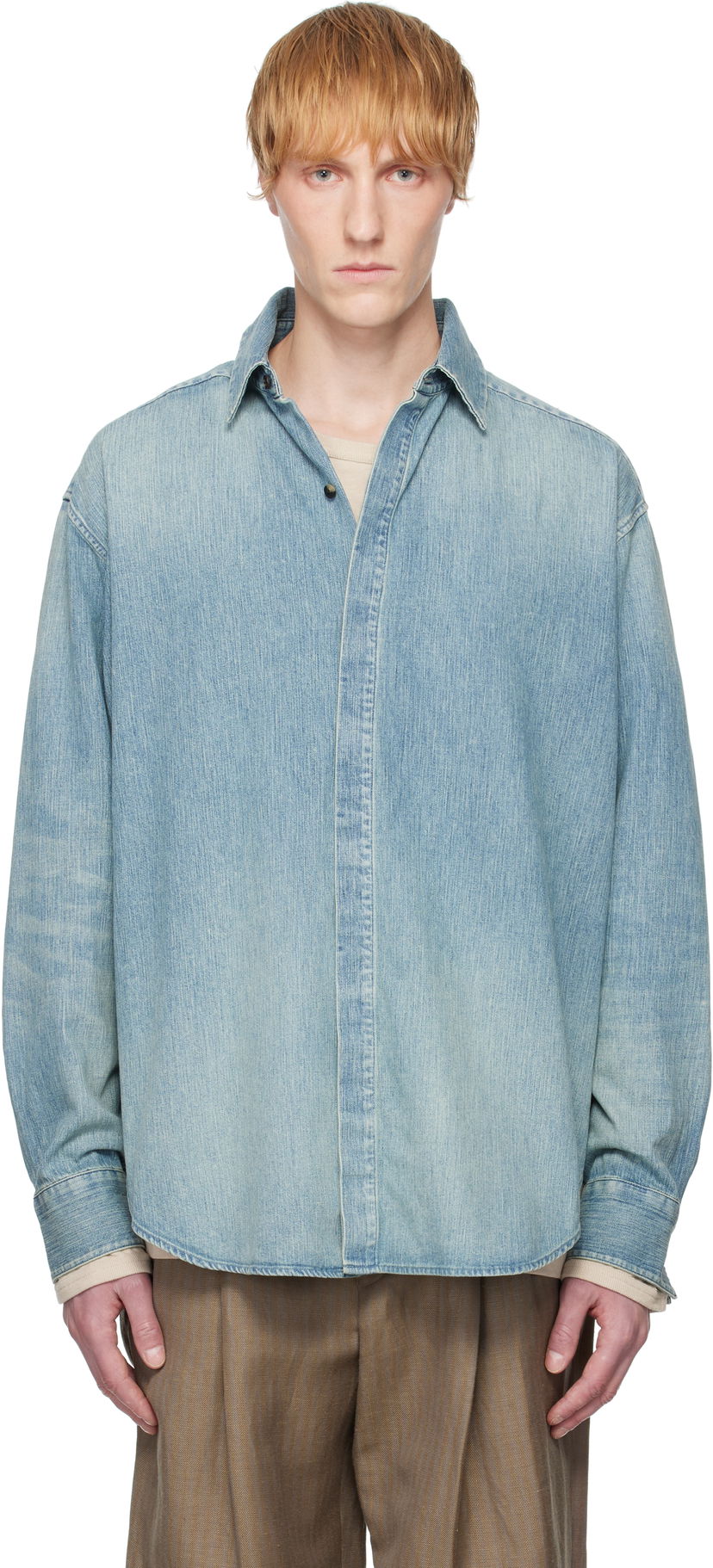 Skjorte Fear of God Fear of God Denim Button Up Shirt Blå | FGE250-5011DNM
