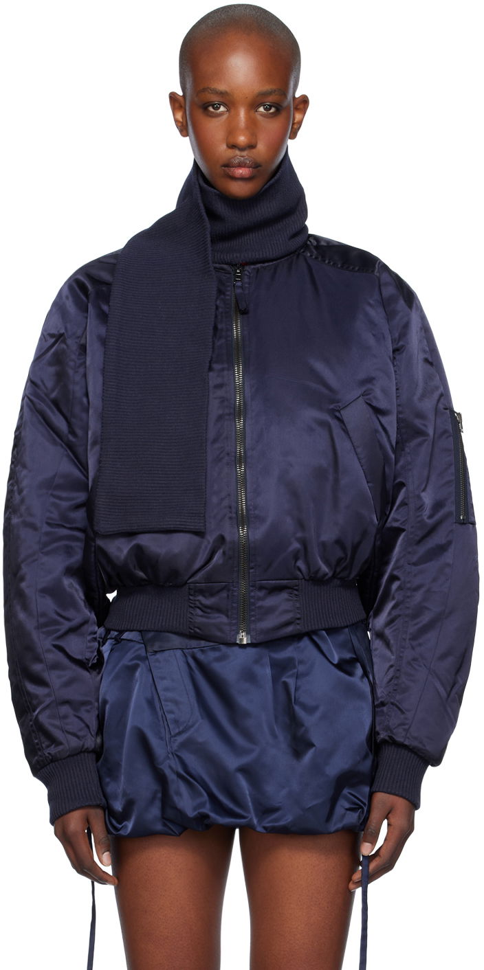 Bomberjakke Ottolinger Ottolinger Scarf Bomber Jacket Mørkeblå | 1090604221