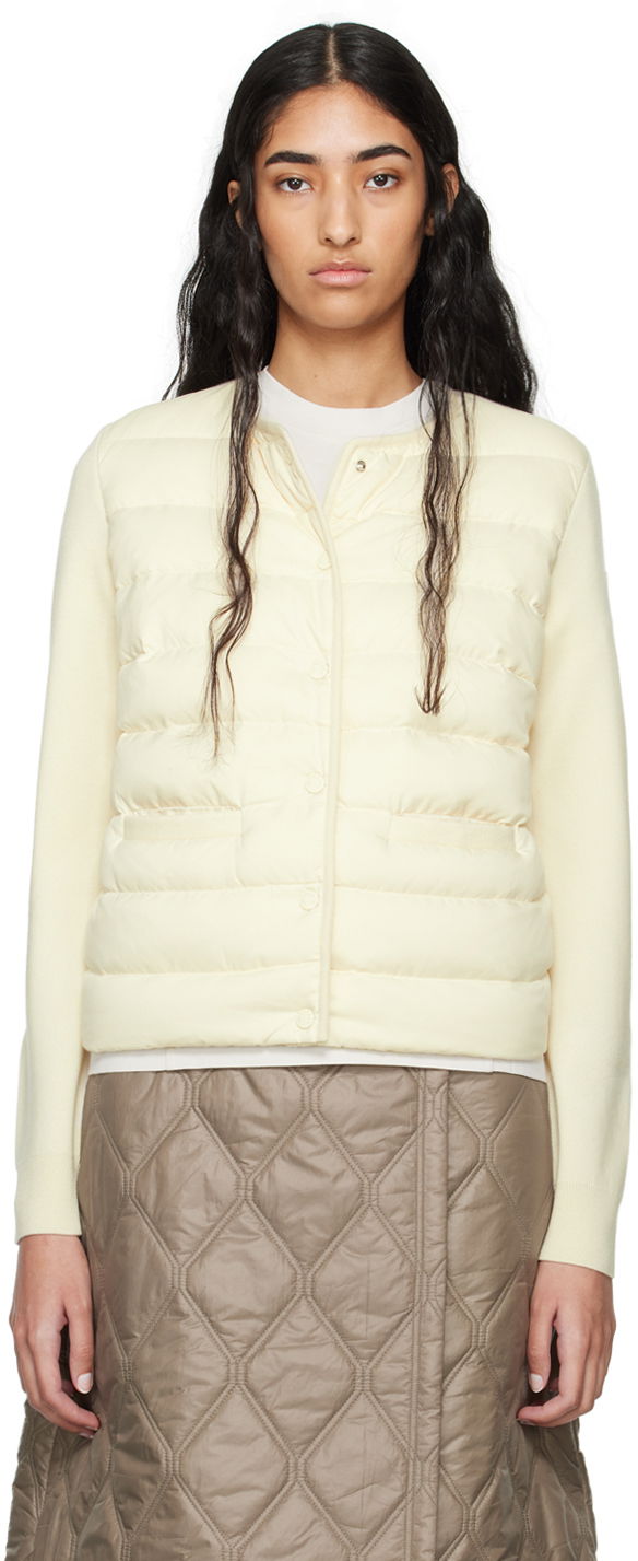 Sweater Moncler White Paneled Down Cardigan Hvid | J20939B00006M1131