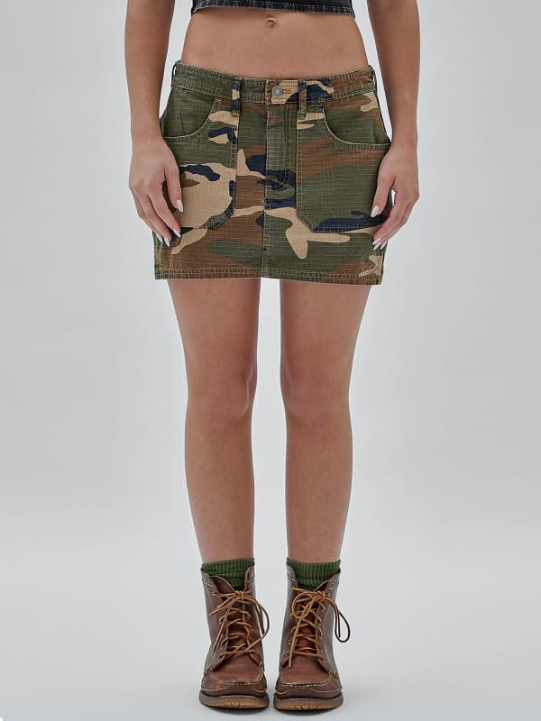 Nederdel GUESS Camouflage Mini Ripstop Flerfarvet | W3BD52WFNP0, 0