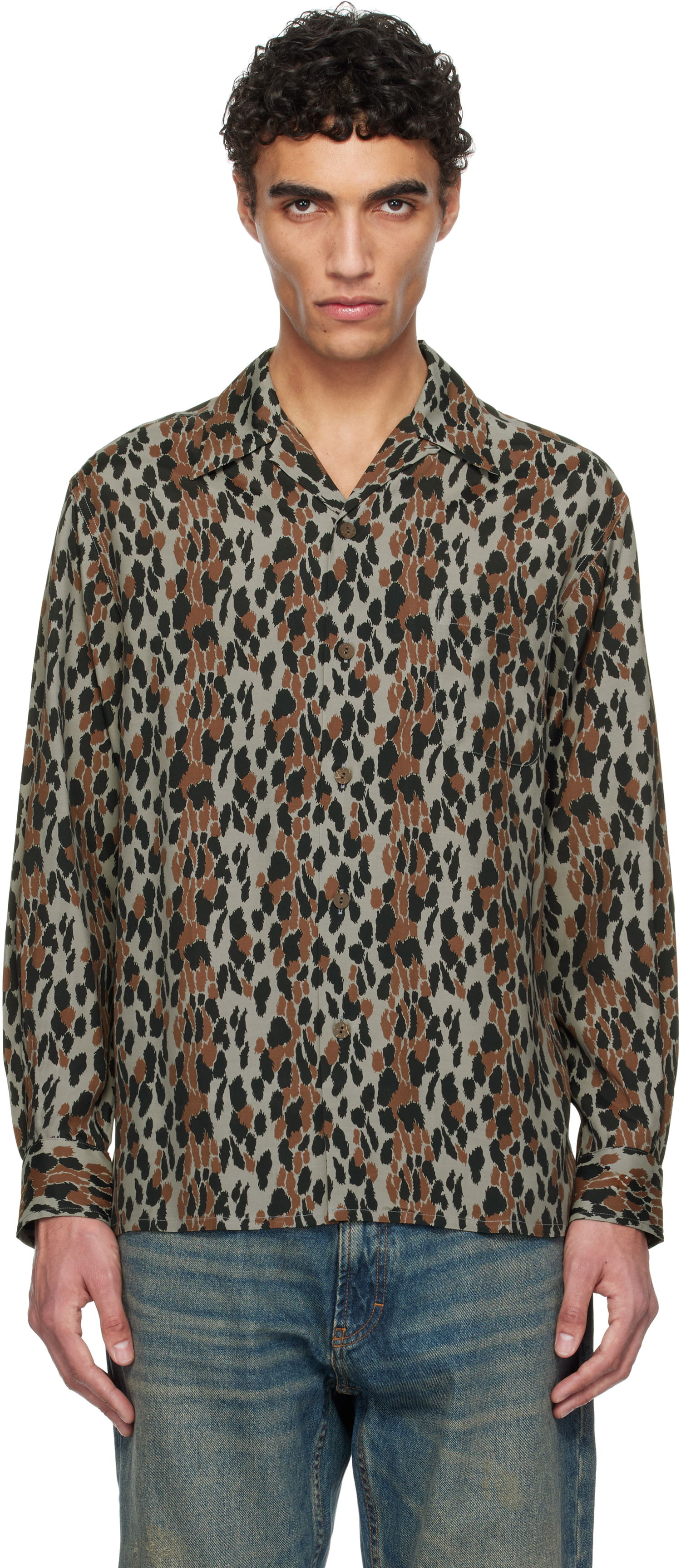 Skjorte WACKO MARIA WACKO MARIA Leopard Print Shirt Brun | 25SSE-WMS-HI02, 0