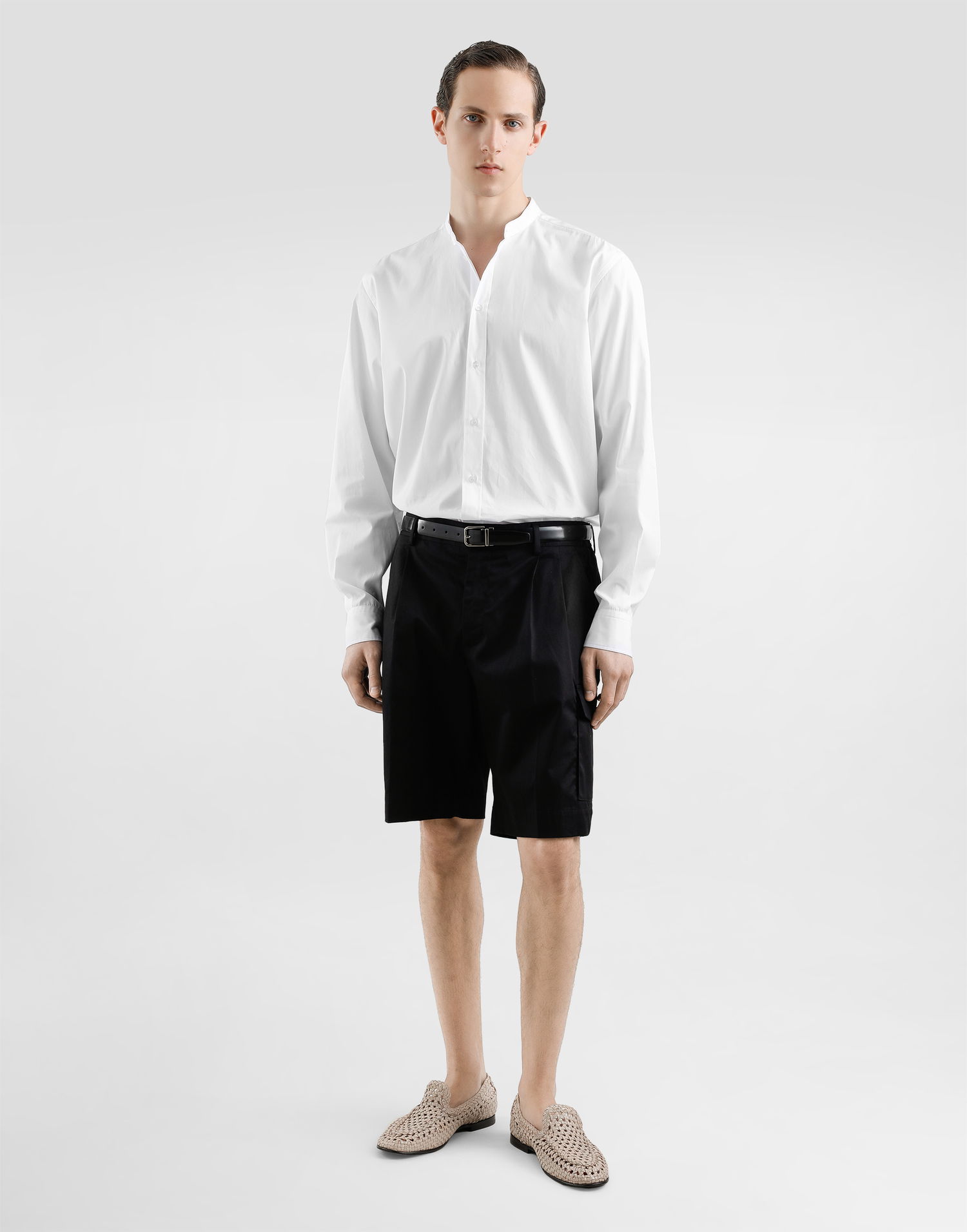 Skjorte Dolce & Gabbana Dolce & Gabbana Mandarin Collar Cotton Shirt Hvid | G5HR1TFU5T9W0800, 1
