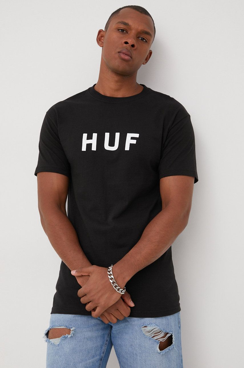 T-shirt HUF Essentials OG Logo Tee Sort | ts01752, 0
