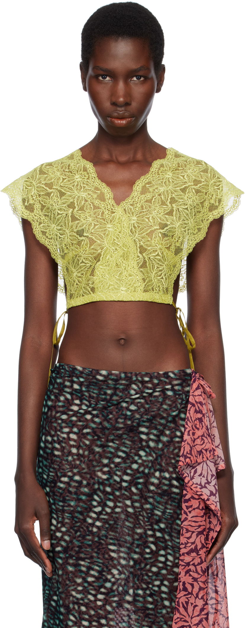 Crop top Dries Van Noten Dries Van Noten Lace Crop Top Gul | 251-010755-1478