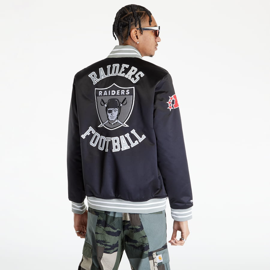 Bomberjakke Mitchell & Ness Heavyweight Satin Jacket Sort | OJBF3413-ORAYYPPPBLCK, 1