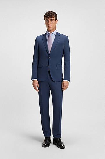 Skjorte BOSS Slim-fit Striped Cotton Twill Shirt Blå | 50545826, 1