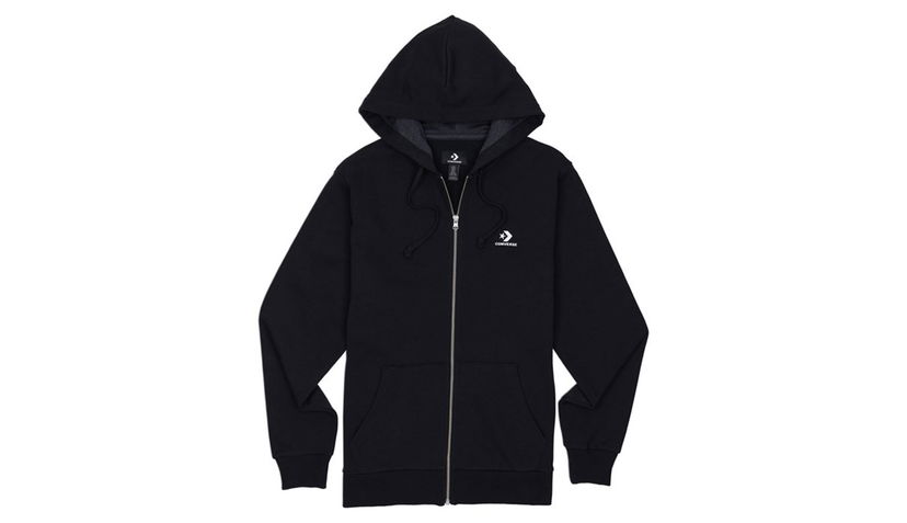 Sweatshirt Converse Embroidered Full-Zip Hoodie Sort | 10020341-A01