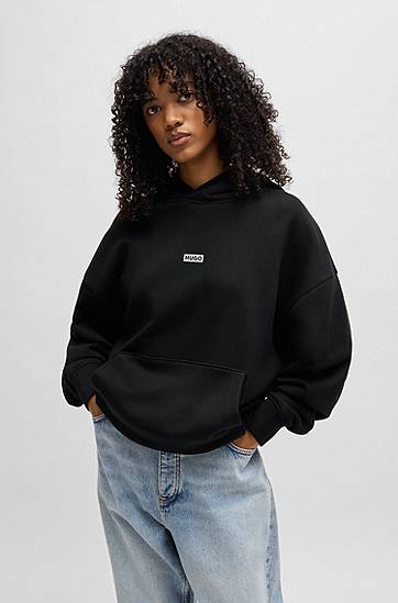 Sweatshirt BOSS Hugo Loose Fit Hoodie Sort | 50510724, 1