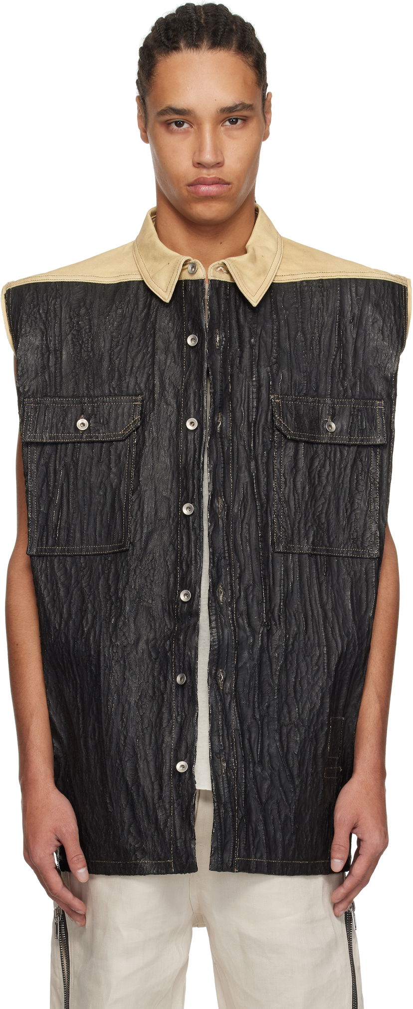 Vest Rick Owens Rick Owens DRKSHDW Hollywood Tommy Jumbo Denim Vest Sort | DU01E3764 DCFCR