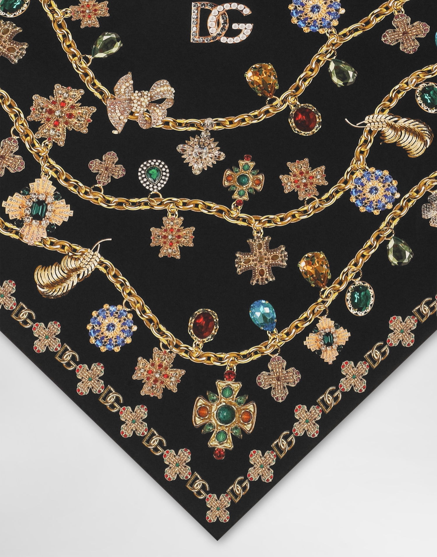 Tørklæde Dolce & Gabbana Dolce & Gabbana Silk Twill Jewelry Print Stole Sort | FS326AGDDAYHN5SB, 1