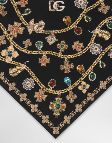 Tørklæde Dolce & Gabbana Dolce & Gabbana Silk Twill Jewelry Print Stole Sort | FS326AGDDAYHN5SB, 1