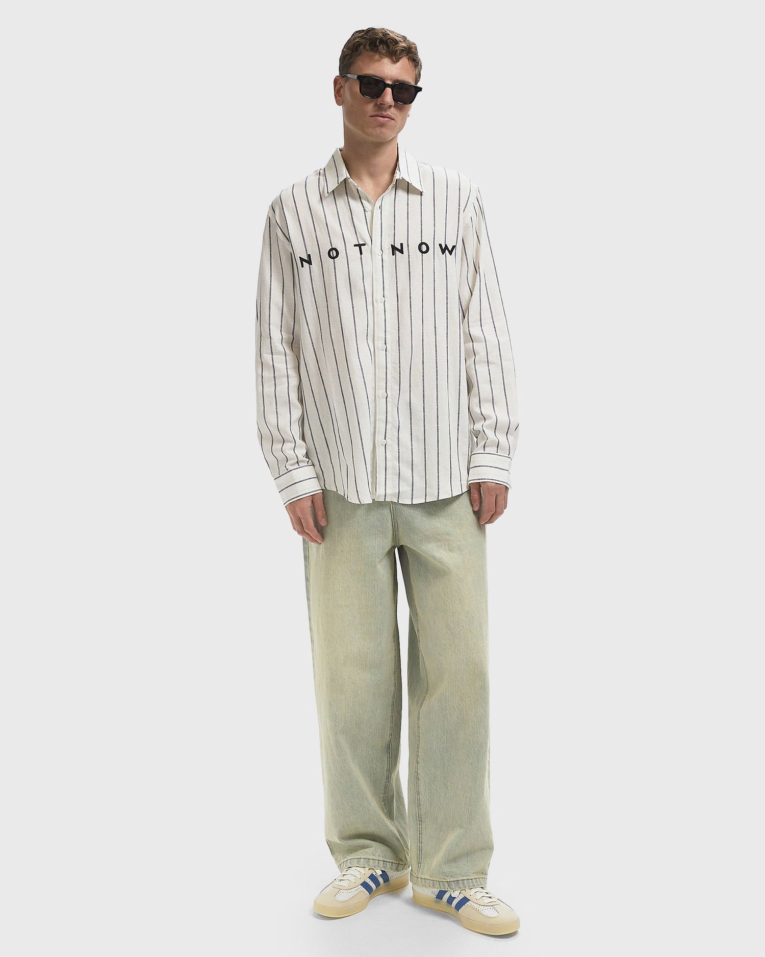 Skjorte By Parra PANGAIA Not Now Striped Shirt Hvid | 53435, 1