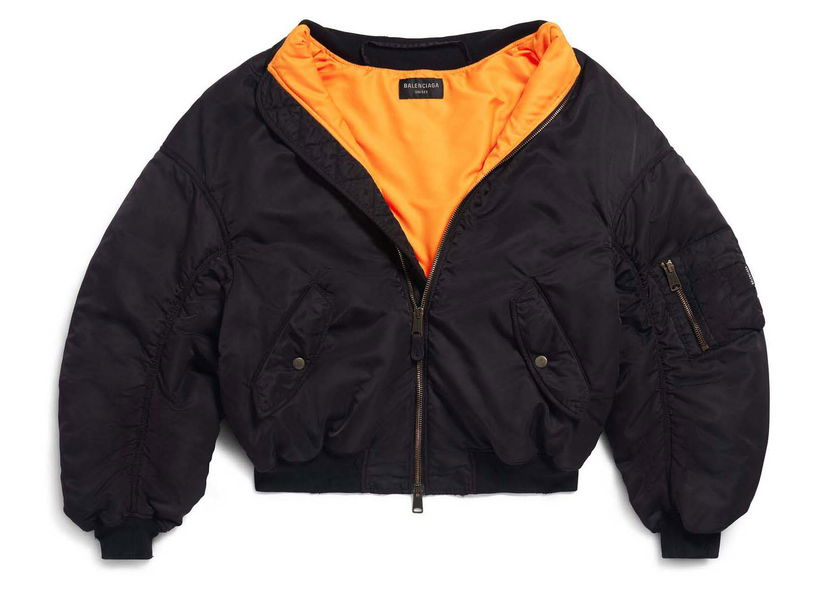 Bomberjakke Balenciaga Off Shoulder Bomber Black Sort | 790753TPO041000